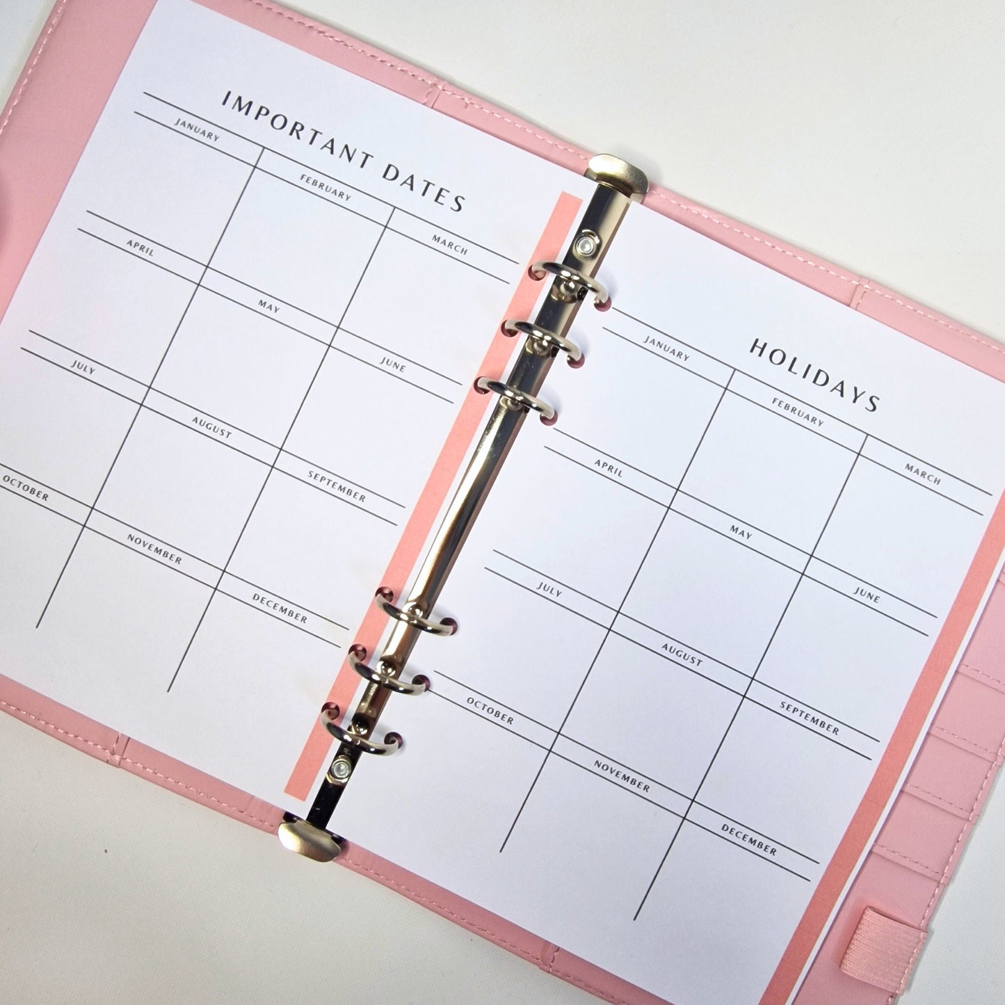 A5 Organiser Inserts to Track Special dates, Birthdays & Events at a glance | 4 Page Yearly Overview Bundle