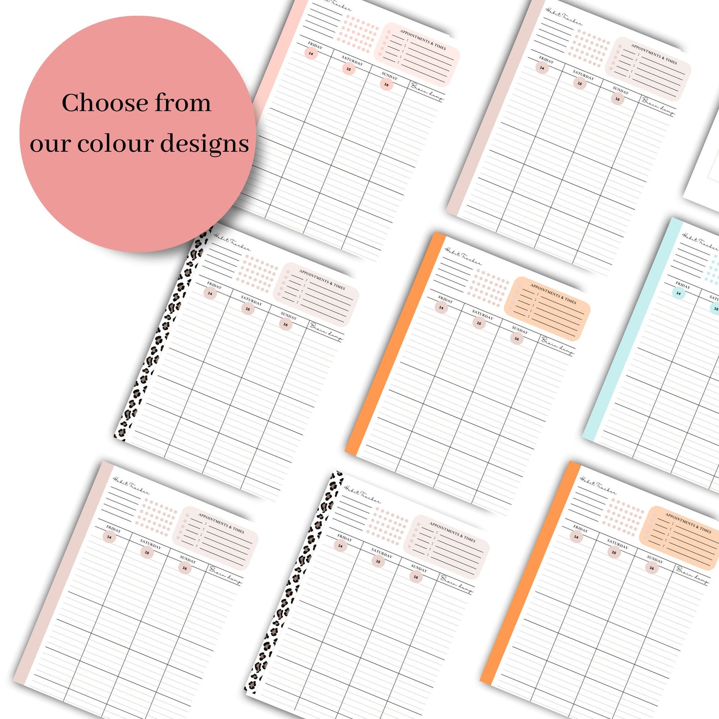 DATED Weekly a5 Planner Inserts | Horizontal Layout with Journal pages| Weekly diary page refills | Daily summary inserts mood,  gratitude