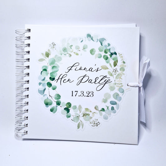 Personalised Floral Wreath Couples Scrapbook 8x8 Inches | Printed Eucalyptus Wedding Memory Photo Book