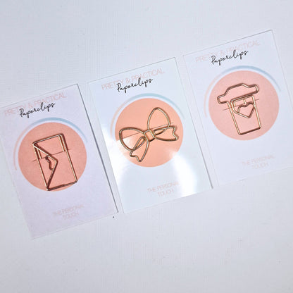 Rose Gold Envelope Heart Shaped Paperclip | Planner Accessories, Bullet Journal Supplies