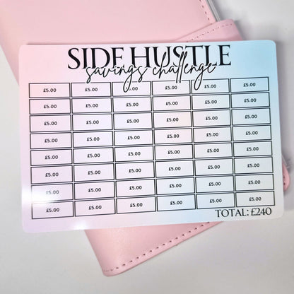 Side Hustle Savings Challenge Tracker A6 A5 trackers Laminated Money saving challenge | A5 A6 Printed Cash savings stuffing trackers