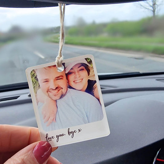 Personalised Photo Car Hanging Car Ornament| Sentimental, First Car, Pass Test Gift, Couples Gift for Him Her, Keepsake Memorial Memory Gift