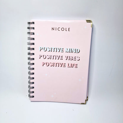 Personalised A5 Positivity Notebook Notepad Wire bound Lined Paper  | Calendar planner notebook