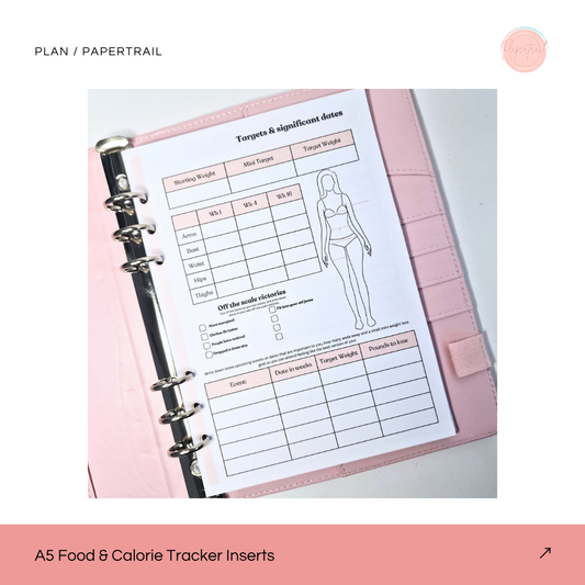 A5 Food & Calorie Tracker Inserts — lead image